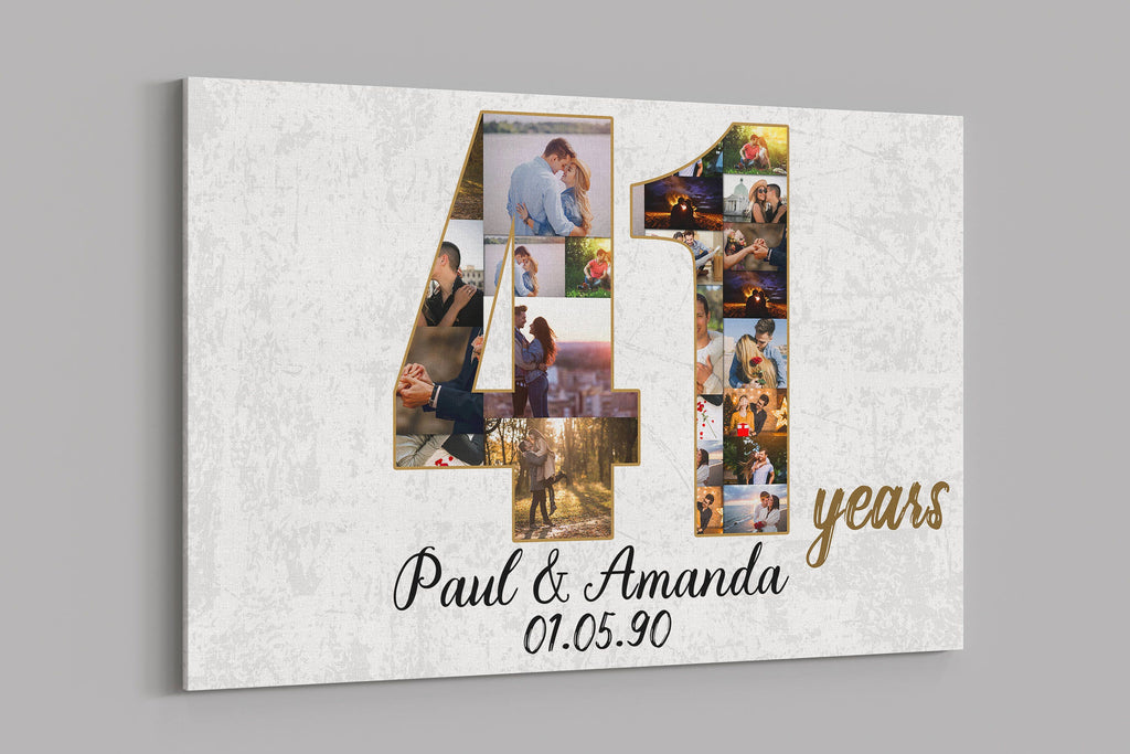 41st Anniversary Gifts Custom Collage Photo Canvas Personalized Wall Art Wedding Anniversary Gift 41 Years Married Gift Wife Husband Present
