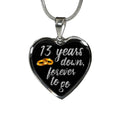 13th Anniversary Necklace: Engraved Heart Pendant, Gold Finish