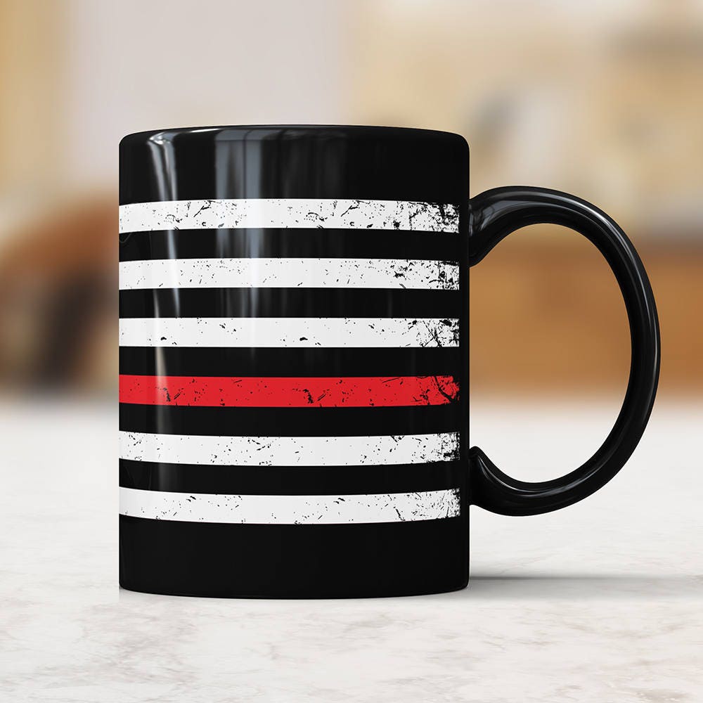 Thin Red Line Mug: American Flag Firefighter Coffee Cup