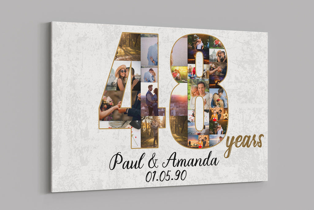 48th Anniversary Gifts Custom Collage Photo Canvas Personalized Wall Art Wedding Anniversary Gift 48 Years Married Gift Wife Husband Present