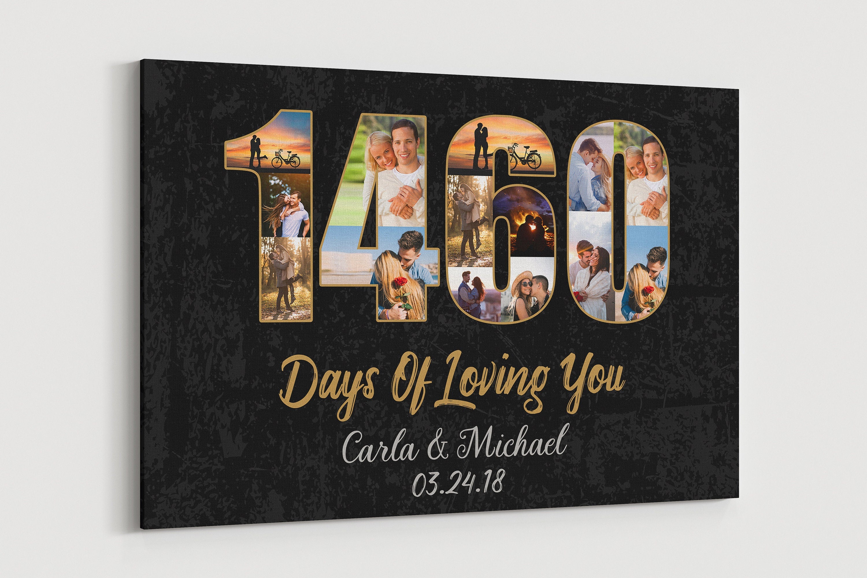 4th Anniversary Photo Collage Canvas: Custom Year Art Gift