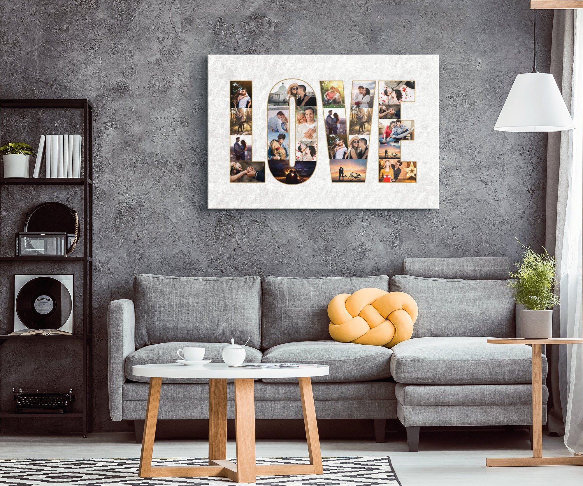 Love Photo Collage Canvas Print: Custom Couple Gift
