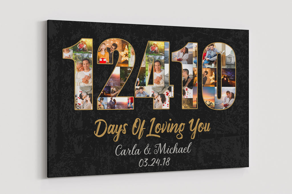 34th Anniversary Photo Collage Canvas: Custom Year Gift