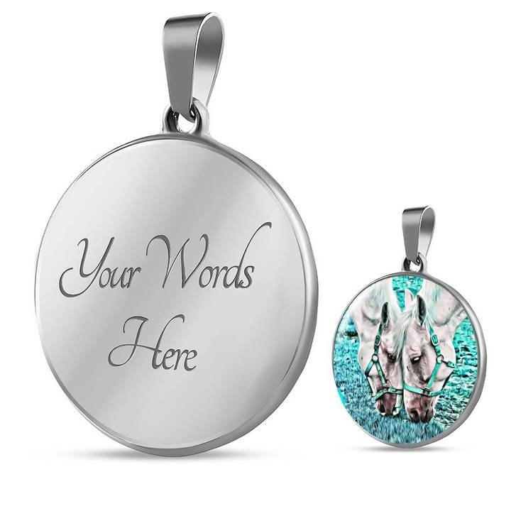 Personalized Horse Pendant Necklace: 18k Gold Finish, Custom Engraving