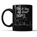 Horse Heartbeat Black Mug: Gift for Horse Lover