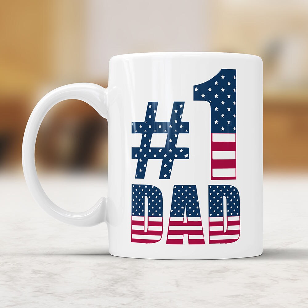 Number One Dad #1 Dad Coffee Mug - Fathers Day Mug Gift For Father Coffee Cup For Dad Gift From Daughter Gift From Son Dad Birthday Present