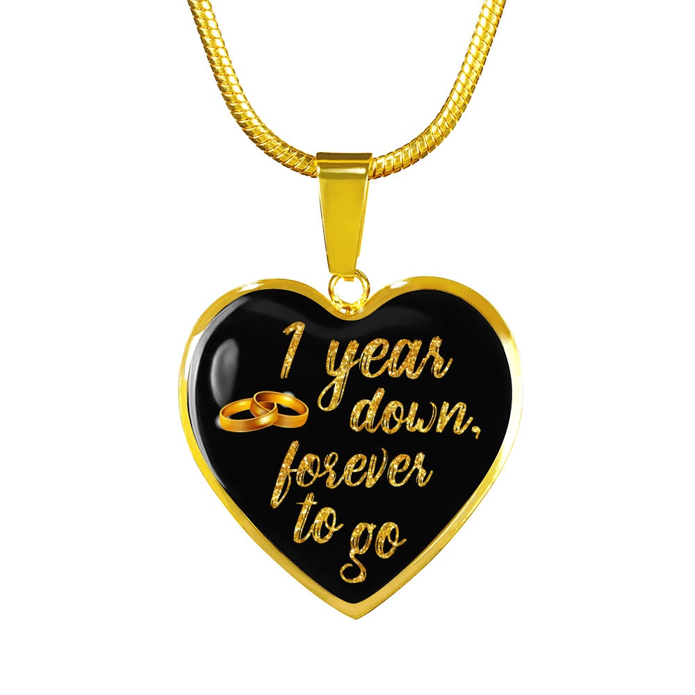 1st Anniversary Gift For Wife Woman For Her For Girlfriend 1 Year Anniversary Necklace Jewelry Engraved Necklace Heart Gold Silver Pendant