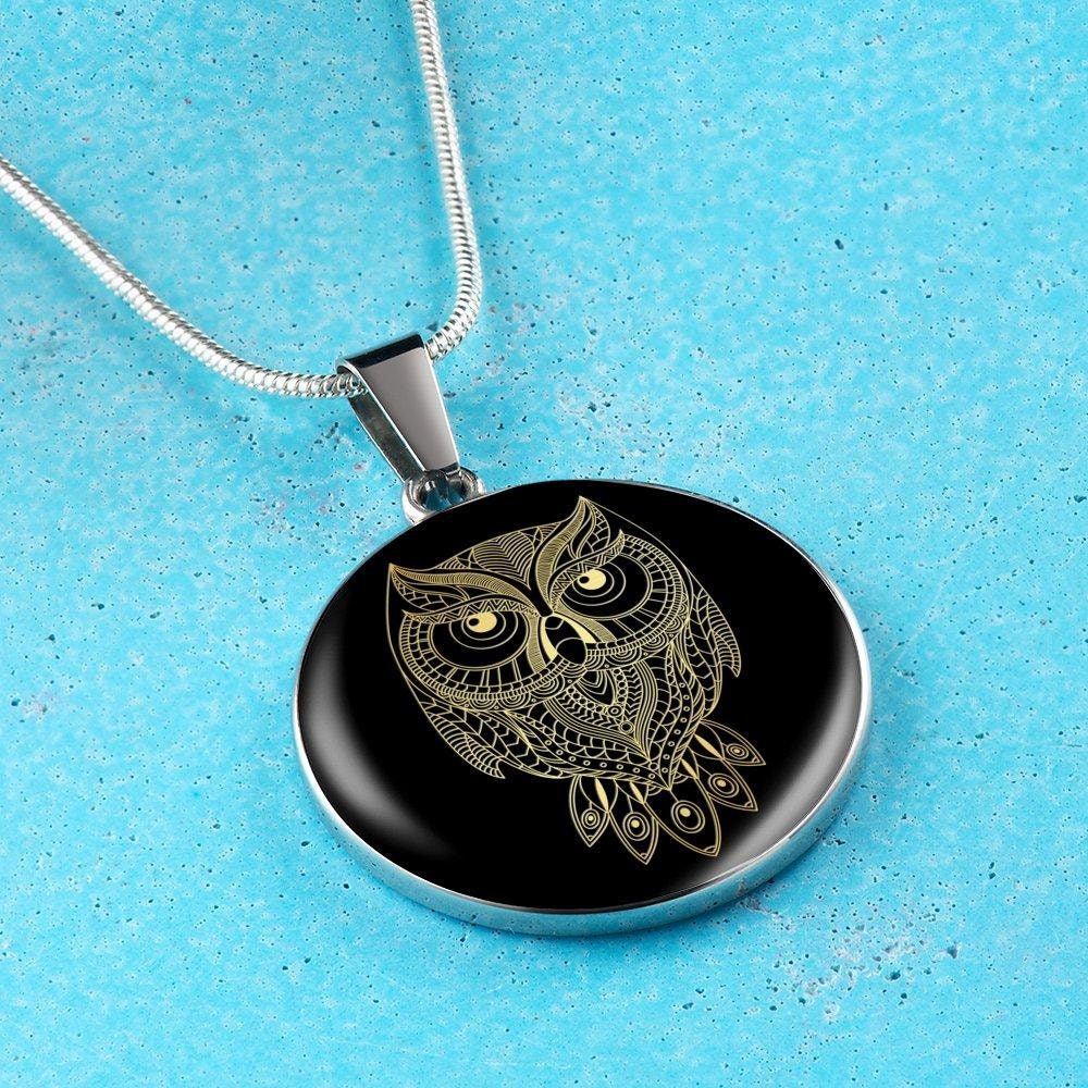 Luxury Owl Pendant Necklace: Surgical Steel, Adjustable Chain