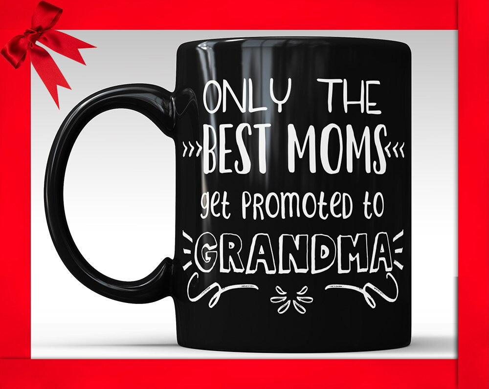 Promoted to Grandma Black Mug - New Grandma Gift