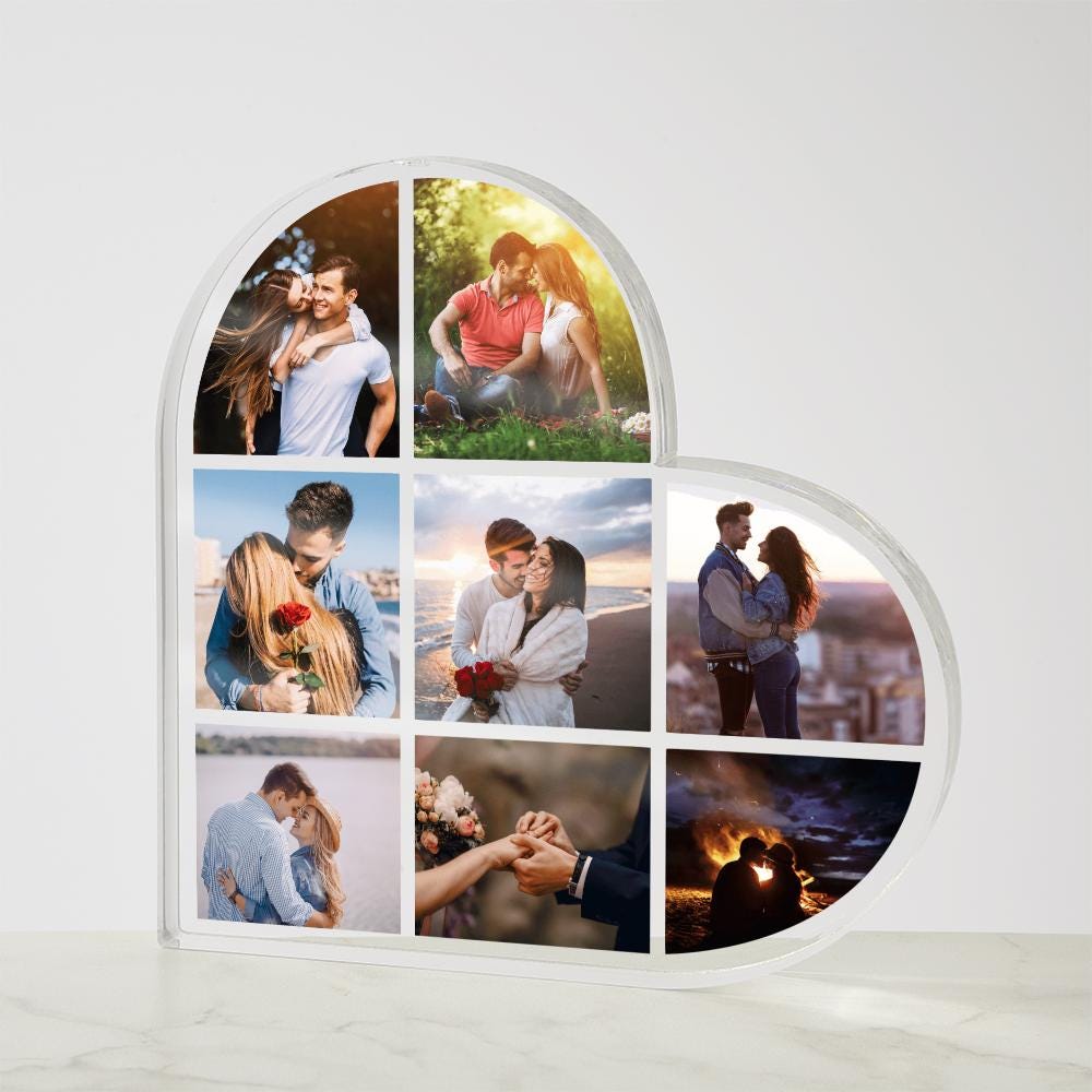 Heart Acrylic Photo Collage: Sentimental Gift Plaque (4.9 inch)